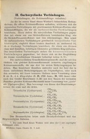 Chemie der Kohlenstoffverbindungen oder organische Chemie, 2. Carbocyclische und heterocyclische Verbindungen