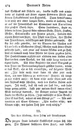 III. Von ihrer Kleidung, ihren Festen und Belustigungen.
