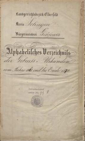 Dezennaltabellen 1863 - 1872 Geburten, Heiraten und Sterbefälle Gräfrath
