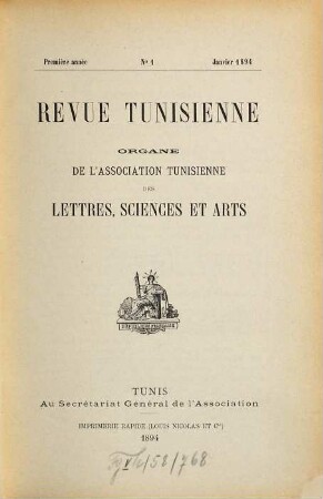 Revue tunisienne, 1. 1894