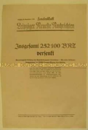 Sonderblatt der "Leipziger Neuesten Nachrichten" zum Seekrieg