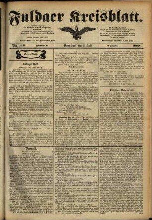 Erste Ausgabe vom Samstag, den 03. Juli 1909.