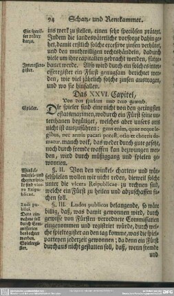 Das XXVI. Capitel, Von den spielern und dero gewerb