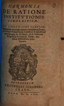 Harmonia de ratione institutionis Scholasticae