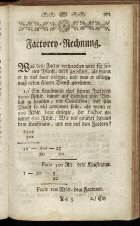 Factoren-Rechnung.
