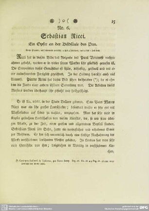 No. 6. Sebastian Ricci. Ein Opfer an der Bildsäule des Pan