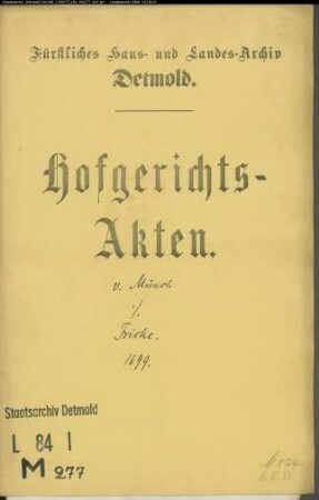 von Münch, Henrich, brandenburgischer Landdrost gegen Fricke zu Aspe - Schuldforderung