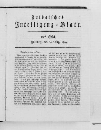 10tes Stück, Ausgabe vom 10. März. 1809