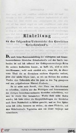 Einleitung zu der folgenden Uebersicht der Gewächse Griechenlands