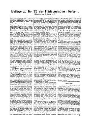 Umschau : Beilage zu Nr. 33 der Pädagogischen Reform