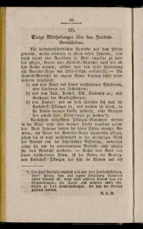 III. Einige Mittheilungen über den Handels-Gewächsbau