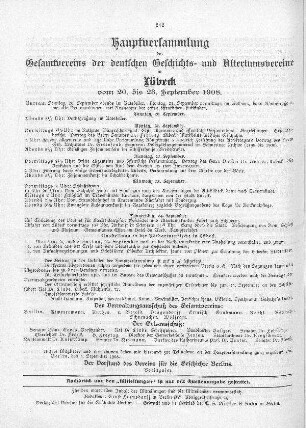 Hauptversammlung des Gesamtvereins der deutschen Geschichts- und Altertumsvereine