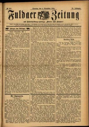 Erste Ausgabe vom Sonntag, den 04. November 1894.