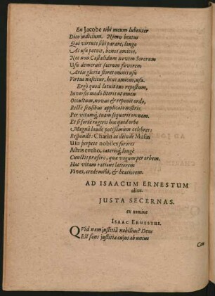 Ad Isaacum Ernestum alius. Iusta Secernas.