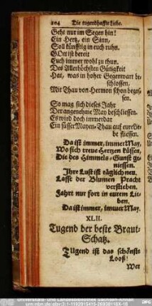 XLII. Tugend der beste Braut-Schatz.