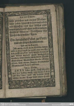 Ein hertzlichs Gebet zu Gott, umb ein seliges sterbstündlein
