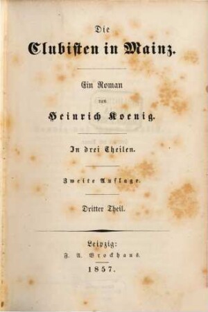 Die Clubisten in Mainz : ein Roman ; in drei Theilen, 3