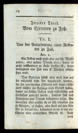 Zweiter Theil. Vom Exerciren zu Fuß