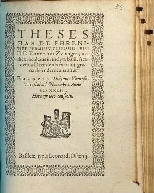 Theses ... de phrenitide