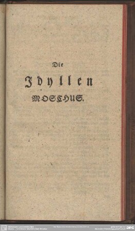 Die Idyllen Moschus
