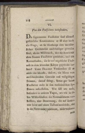VI. Von den Faulfieber insbesondere.