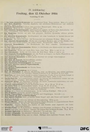 IV. Auktionstag: Freitag, den 12. Oktober 1906 (Nr. 670-895)