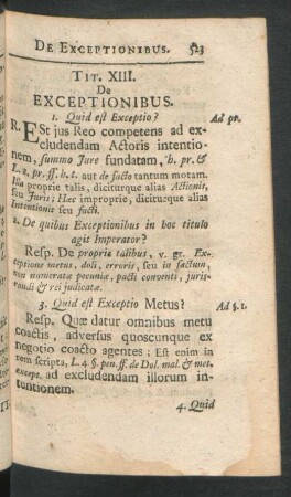 Tit. XIII. De Exceptionibus