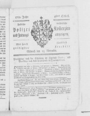 46tes Stück., Ausgabe vom 15. November 1780