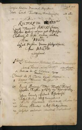 Winterhalbjahr 1726/1727. Rektorat Ernst Gottlieb/Theophil Maier