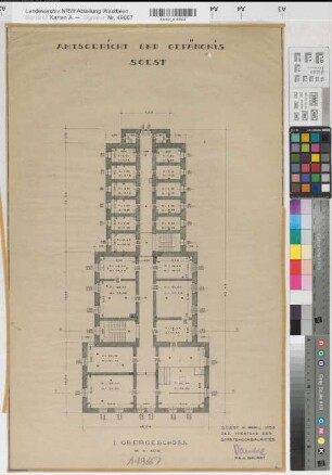 Soest, Amtsgericht und Gefängniss, 1. Obergeschoss, Grundriss