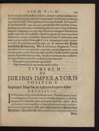 Titulus II. De Iuribus Imperatoris ...