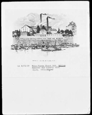 Bonn, Firma Franz Anton Mehlem - Ansicht der Fabrik 1874