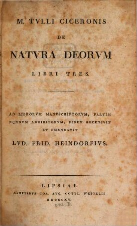 De natura deorum : libri III