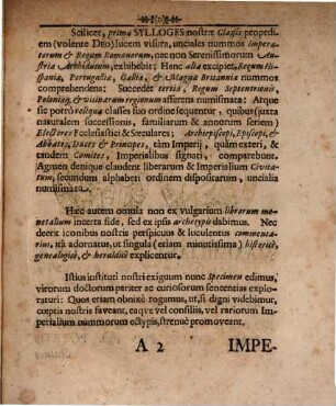 Specimen sylloges nummorum ex argento uncialium, quos vulgo Imperiales seu Thaleros appellant