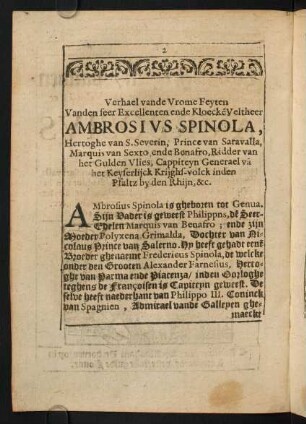2-8, Verhael vande Vrome Feyten, ...