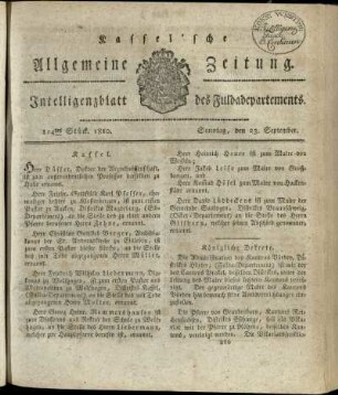 114tes Stueck, Sonntag, den 23. September 1810