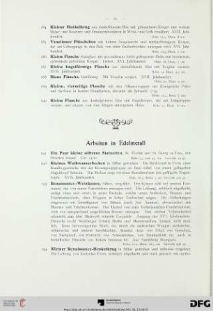 Arbeiten in Edelmetall (Nr. 191-201)