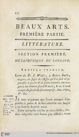 Section première: Métaphysique du langage
