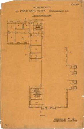 Landbauamt München; München; Prinz-Carl-Palais, Umbauten - Grundriss 2. Zwischengeschoss