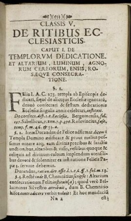 Caput I. De Templorum Dedicatione