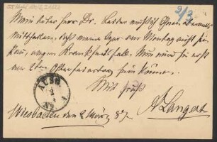 Brief an B. Schott's Söhne : 02.03.1887