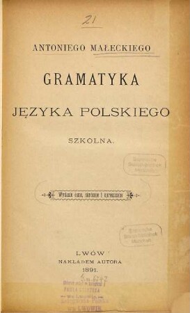 Gramatyka języka polskiego : Szkolna