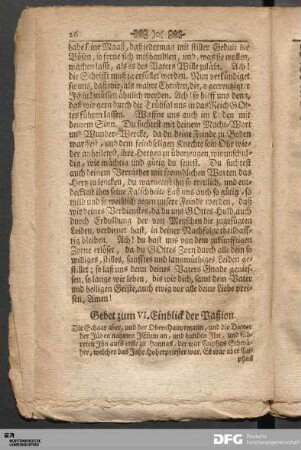 Gebet zum VI. Einblick der Paßion.