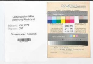 Entnazifizierung Friedrich Groenemeier , geb. 29.09.1897 (Polizeibeamter)