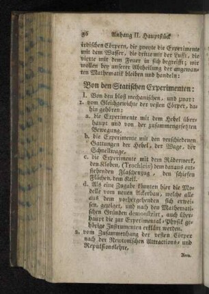 Von den Statischen Experimenten: