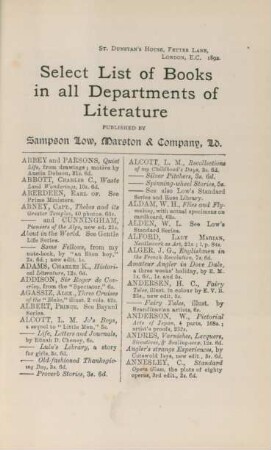 Select list of books in all departments of literature