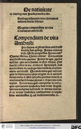 Compendium de vita Antihristi (!).