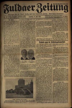 Erste Ausgabe vom Sonntag, den 21. Juli 1929.