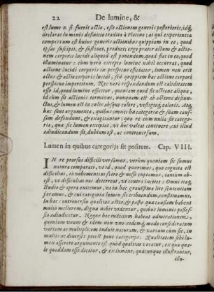 Lumen in quibus categorijs sit positum. Cap. VIII.