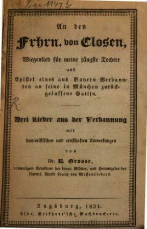 An den Frhrn. von Closen